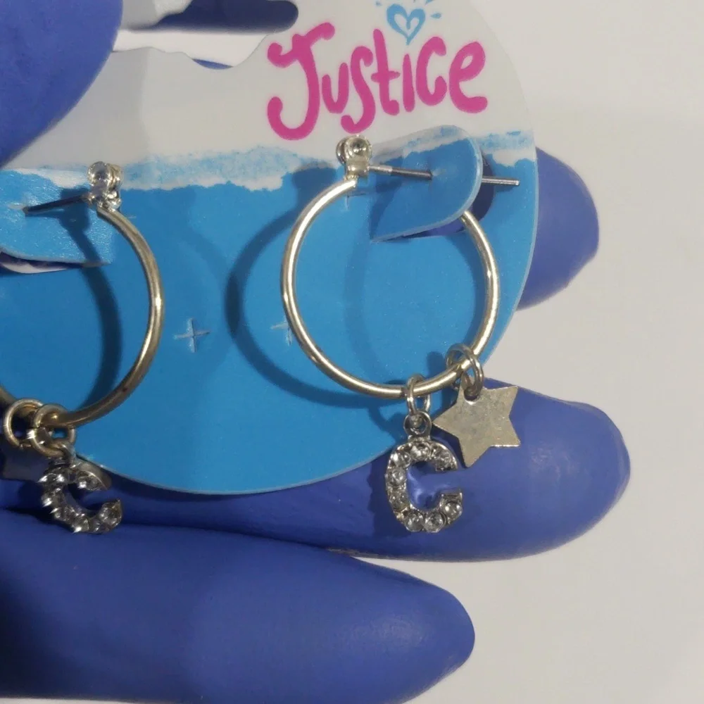 Justice Silver-tone Hoop Earrings Sparkling 